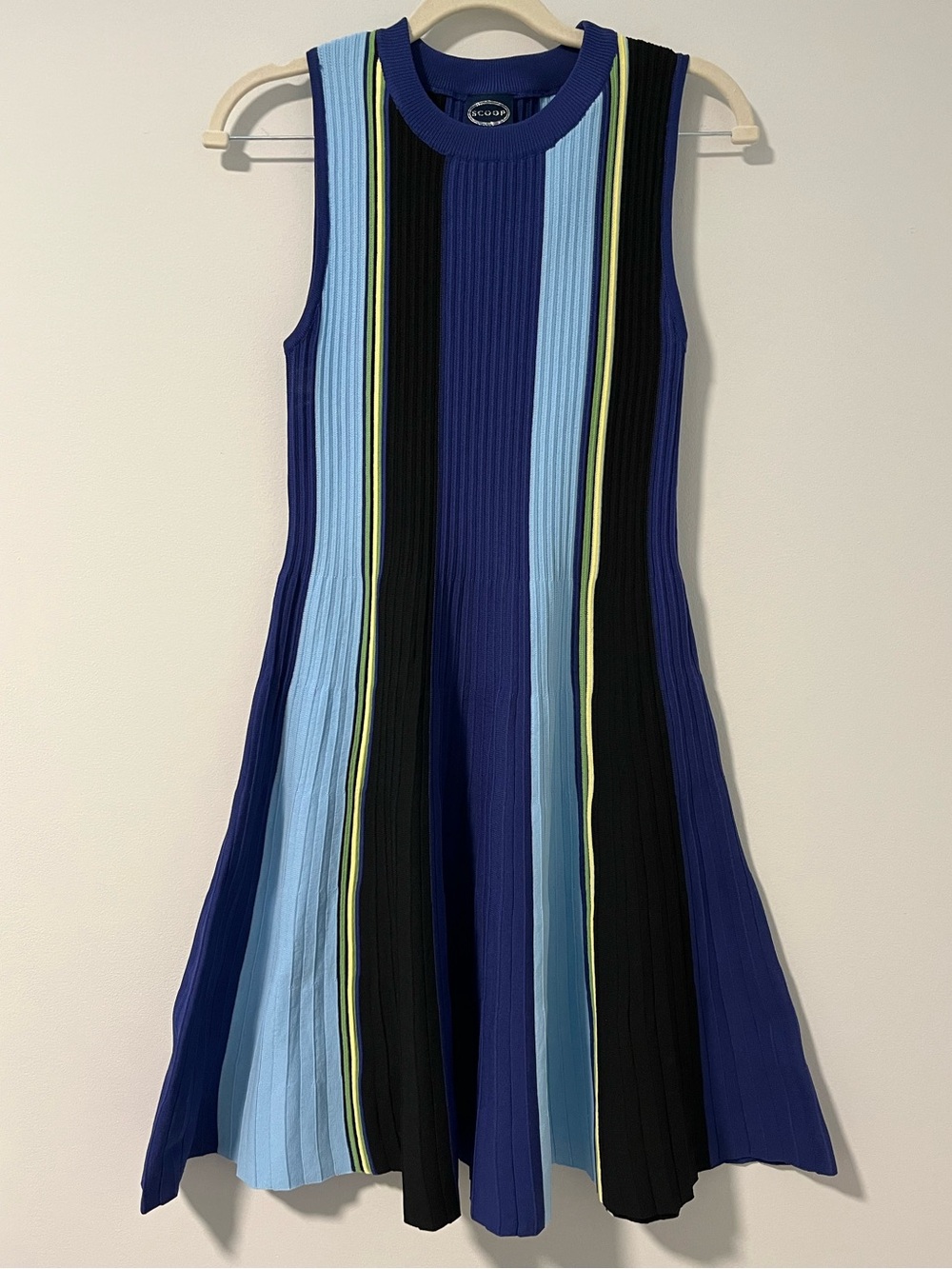 Scoop Sleeveless Striped Flare Dress NWOT